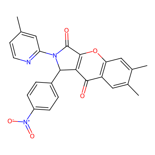 6,7-dimethyl-2-(4-methylpyridin-2-yl)-1-(4-nitrophenyl)-1,2-dihydrochromeno[2,3-c]pyrrole-3,9-dione structure