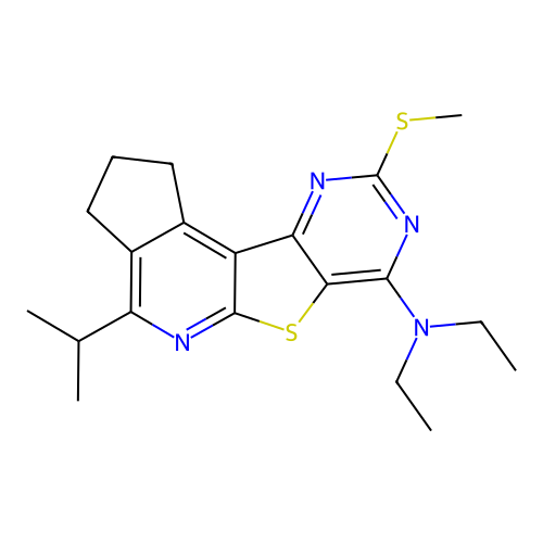 N,N-diethyl-4-isopropyl-9-(methylthio)-2,3-dihydro-1H-cyclopenta[4',5']pyrido[3',2':4,5]thieno[3,2-d]pyrimidin-7-amine structure