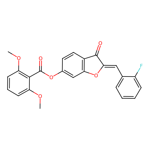 (2Z)-2-(2-fluorobenzylidene)-3-oxo-2,3-dihydro-1-benzofuran-6-yl 2,6-dimethoxybenzoate structure