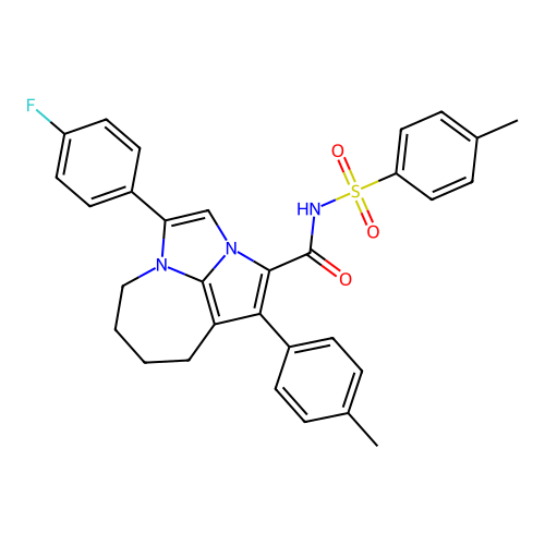 4-(4-fluorophenyl)-1-(4-methylphenyl)-N-[(4-methylphenyl)sulfonyl]-5,6,7,8-tetrahydro-2a,4a-diazacyclopenta[cd]azulene-2-carboxamide structure