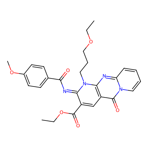 (Z)-ethyl 1-(3-ethoxypropyl)-2-((4-methoxybenzoyl)imino)-5-oxo-2,5-dihydro-1H-dipyrido[1,2-a:2',3'-d]pyrimidine-3-carboxylate structure