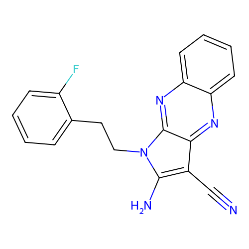 2-amino-1-(2-fluorophenethyl)-1H-pyrrolo[2,3-b]quinoxaline-3-carbonitrile structure