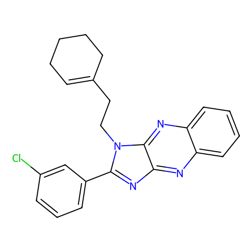 2-(3-chlorophenyl)-1-(2-(cyclohex-1-en-1-yl)ethyl)-1H-imidazo[4,5-b]quinoxaline structure