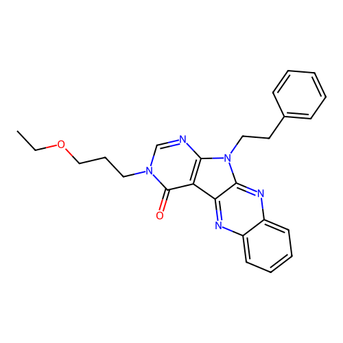 3-(3-ethoxypropyl)-11-(2-phenylethyl)-3,11-dihydro-4H-pyrimido[5',4':4,5]pyrrolo[2,3-b]quinoxalin-4-one structure