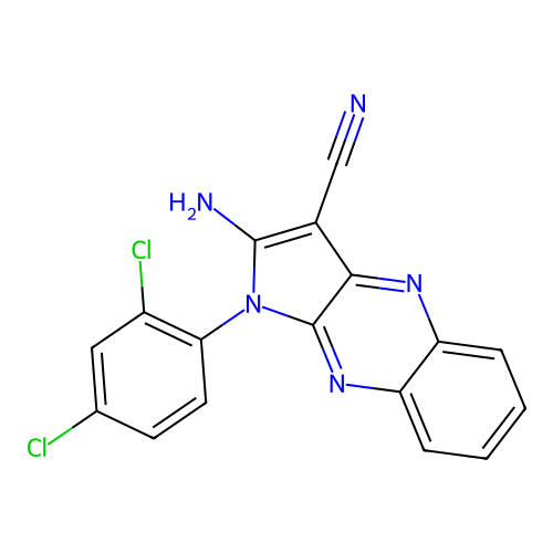 2-amino-1-(2,4-dichlorophenyl)-1H-pyrrolo[2,3-b]quinoxaline-3-carbonitrile structure