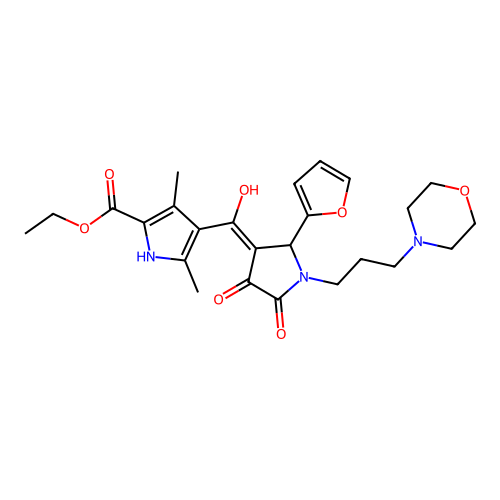ethyl 4-(2-(furan-2-yl)-4-hydroxy-1-(3-morpholinopropyl)-5-oxo-2,5-dihydro-1H-pyrrole-3-carbonyl)-3,5-dimethyl-1H-pyrrole-2-carboxylate structure