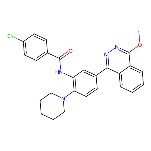 4-chloro-N-[5-(4-methoxyphthalazin-1-yl)-2-(piperidin-1-yl)phenyl]benzamide structure