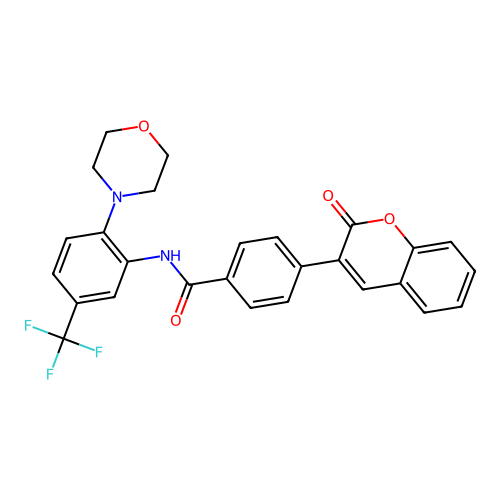 N-[2-morpholin-4-yl-5-(trifluoromethyl)phenyl]-4-(2-oxochromen-3-yl)benzamide structure