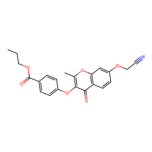 propyl 4-((7-(cyanomethoxy)-2-methyl-4-oxo-4H-chromen-3-yl)oxy)benzoate structure