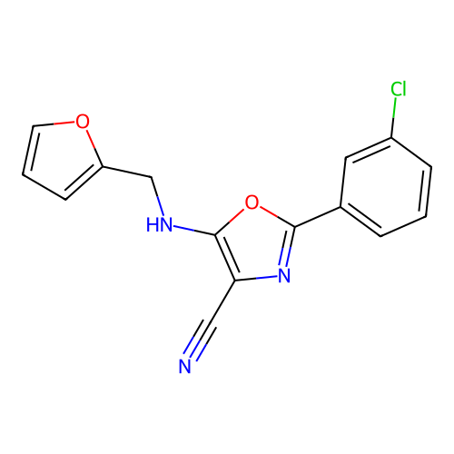 2-(3-Chlorophenyl)-5-[(furan-2-ylmethyl)amino]-1,3-oxazole-4-carbonitrile structure
