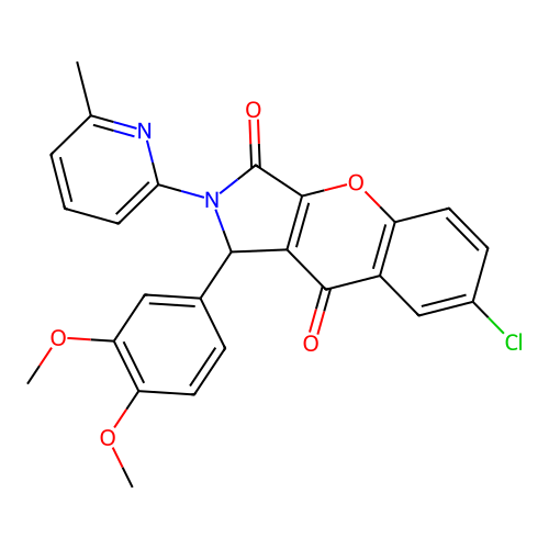 7-chloro-1-(3,4-dimethoxyphenyl)-2-(6-methylpyridin-2-yl)-1,2-dihydrochromeno[2,3-c]pyrrole-3,9-dione structure