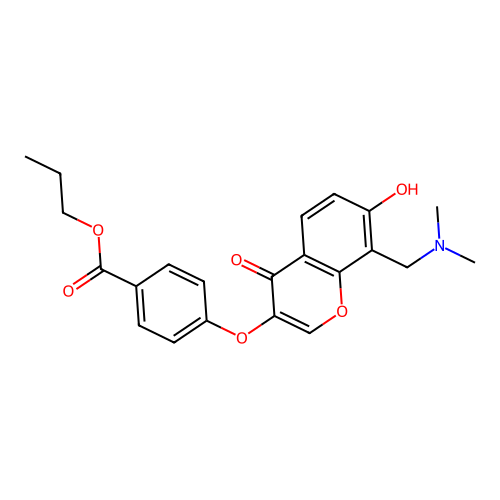propyl 4-({8-[(dimethylamino)methyl]-7-hydroxy-4-oxo-4H-chromen-3-yl}oxy)benzoate structure