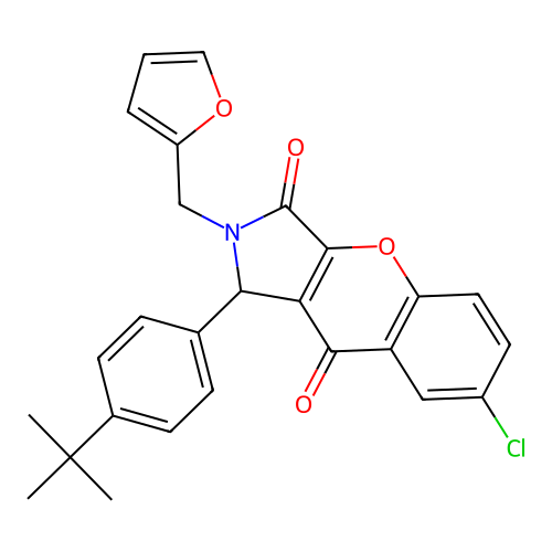1-(4-tert-butylphenyl)-7-chloro-2-(furan-2-ylmethyl)-1,2-dihydrochromeno[2,3-c]pyrrole-3,9-dione structure