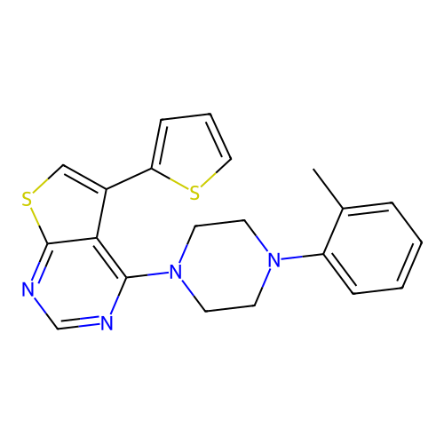 5-(Thiophen-2-yl)-4-(4-(o-tolyl)piperazin-1-yl)thieno[2,3-d]pyrimidine structure