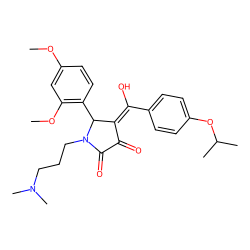 (4E)-5-(2,4-dimethoxyphenyl)-1-[3-(dimethylamino)propyl]-4-[hydroxy-(4-propan-2-yloxyphenyl)methylidene]pyrrolidine-2,3-dione structure
