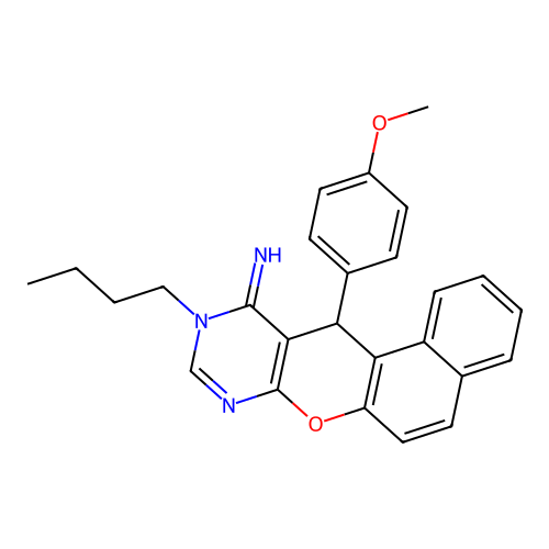 10-butyl-12-(4-methoxyphenyl)-10,12-dihydro-11H-benzo[5,6]chromeno[2,3-d]pyrimidin-11-imine structure