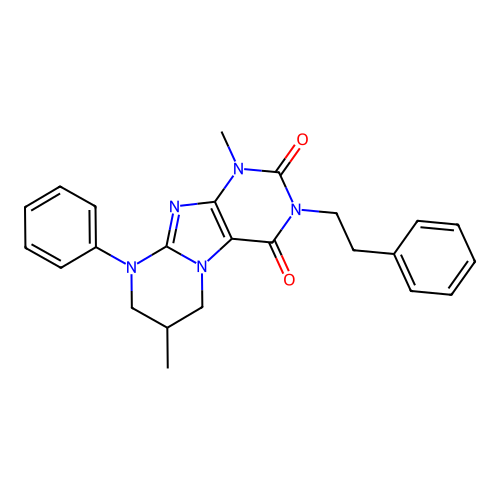 1,7-dimethyl-3-phenethyl-9-phenyl-6,7,8,9-tetrahydropyrimido[2,1-f]purine-2,4(1H,3H)-dione structure