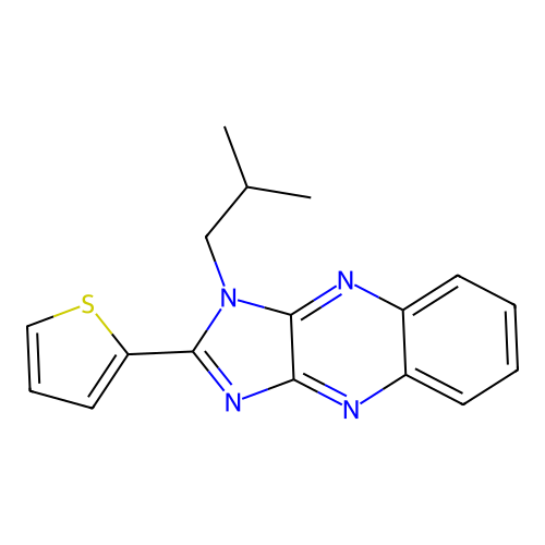 1-(2-methylpropyl)-2-(thiophen-2-yl)-1H-imidazo[4,5-b]quinoxaline structure