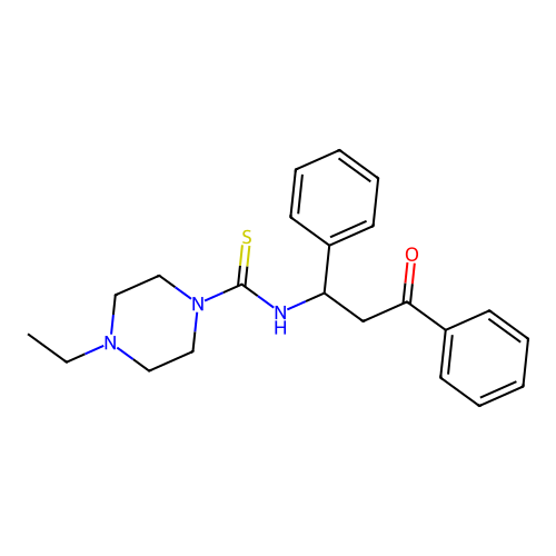 4-ethyl-N-(3-oxo-1,3-diphenylpropyl)piperazine-1-carbothioamide structure