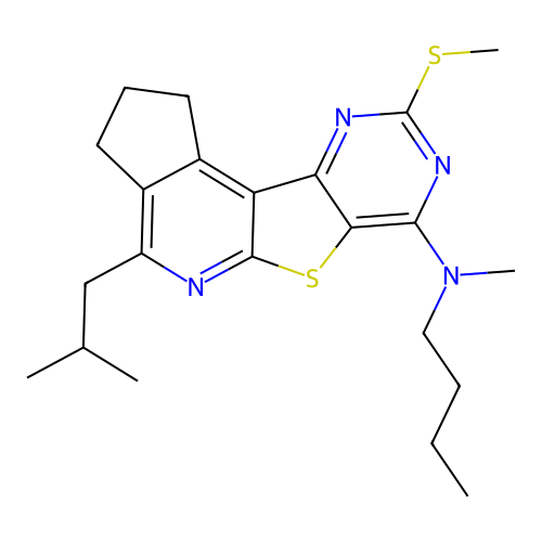 N-butyl-4-isobutyl-N-methyl-9-(methylthio)-2,3-dihydro-1H-cyclopenta[4',5']pyrido[3',2':4,5]thieno[3,2-d]pyrimidin-7-amine structure