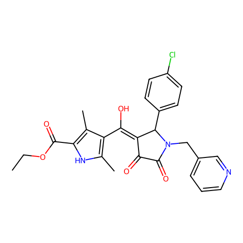 ethyl 4-(2-(4-chlorophenyl)-4-hydroxy-5-oxo-1-(pyridin-3-ylmethyl)-2,5-dihydro-1H-pyrrole-3-carbonyl)-3,5-dimethyl-1H-pyrrole-2-carboxylate structure