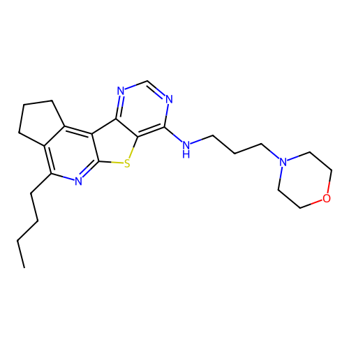 4-butyl-N-(3-morpholinopropyl)-2,3-dihydro-1H-cyclopenta[4',5']pyrido[3',2':4,5]thieno[3,2-d]pyrimidin-7-amine structure