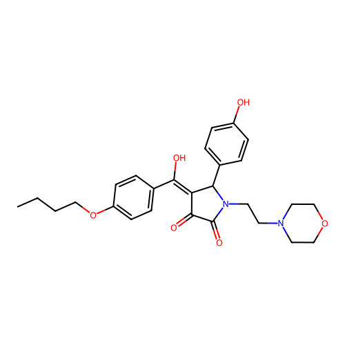 4-(4-butoxybenzoyl)-3-hydroxy-5-(4-hydroxyphenyl)-1-[2-(morpholin-4-yl)ethyl]-2,5-dihydro-1H-pyrrol-2-one structure
