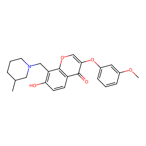 7-hydroxy-3-(3-methoxyphenoxy)-8-((3-methylpiperidin-1-yl)methyl)-4H-chromen-4-one structure