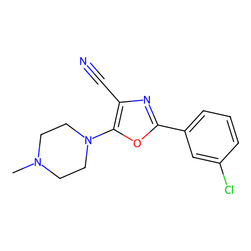 2-(3-Chlorophenyl)-5-(4-methylpiperazin-1-yl)-1,3-oxazole-4-carbonitrile structure