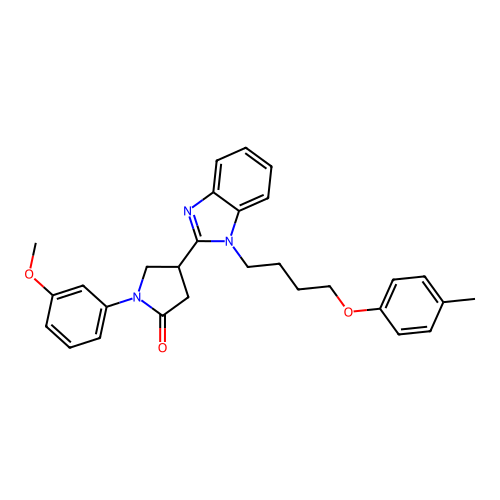1-(3-methoxyphenyl)-4-(1-(4-(p-tolyloxy)butyl)-1H-benzo[d]imidazol-2-yl)pyrrolidin-2-one structure