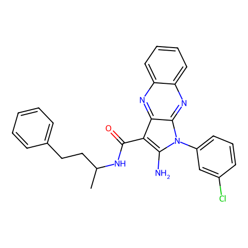 2-amino-1-(3-chlorophenyl)-N-(4-phenylbutan-2-yl)-1H-pyrrolo[2,3-b]quinoxaline-3-carboxamide structure
