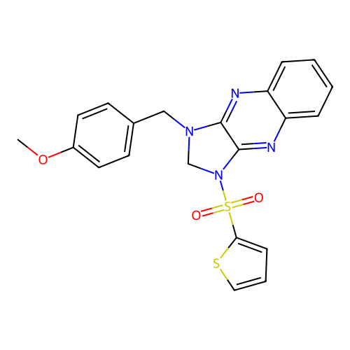 1-(4-methoxybenzyl)-3-(thiophen-2-ylsulfonyl)-2,3-dihydro-1H-imidazo[4,5-b]quinoxaline structure