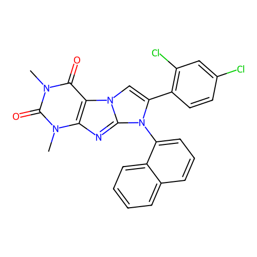 7-(2,4-dichlorophenyl)-1,3-dimethyl-8-(naphthalen-1-yl)-1H-imidazo[2,1-f]purine-2,4(3H,8H)-dione structure