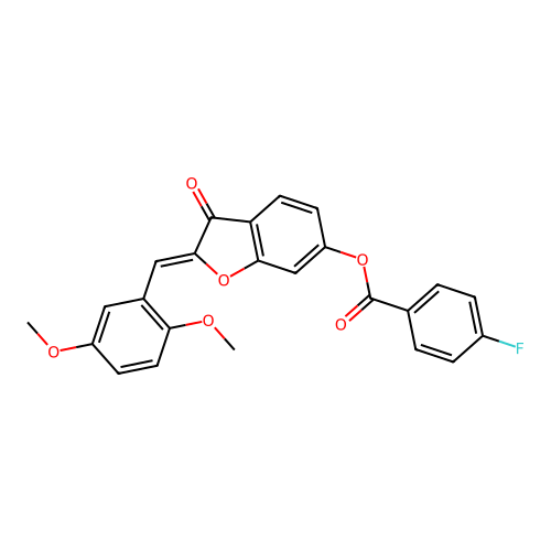 (Z)-2-(2,5-dimethoxybenzylidene)-3-oxo-2,3-dihydrobenzofuran-6-yl 4-fluorobenzoate structure