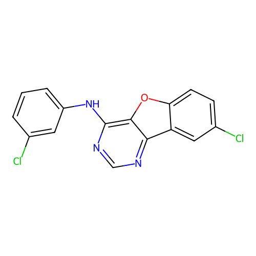 8-chloro-N-(3-chlorophenyl)[1]benzofuro[3,2-d]pyrimidin-4-amine structure