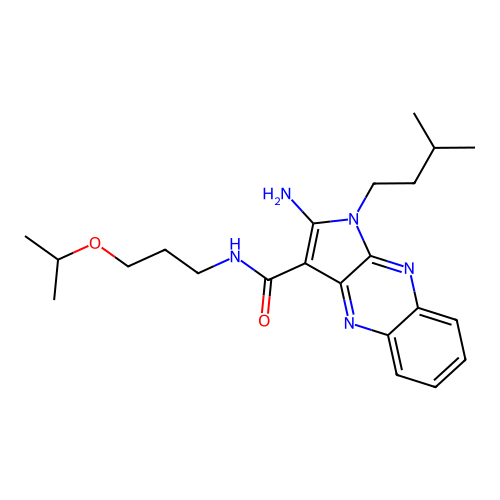 2-amino-1-isopentyl-N-(3-isopropoxypropyl)-1H-pyrrolo[2,3-b]quinoxaline-3-carboxamide structure