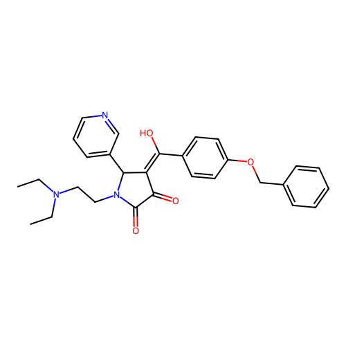 (4E)-1-(2-diethylaminoethyl)-4-[hydroxy-(4-phenylmethoxyphenyl)methylidene]-5-pyridin-3-ylpyrrolidine-2,3-dione structure