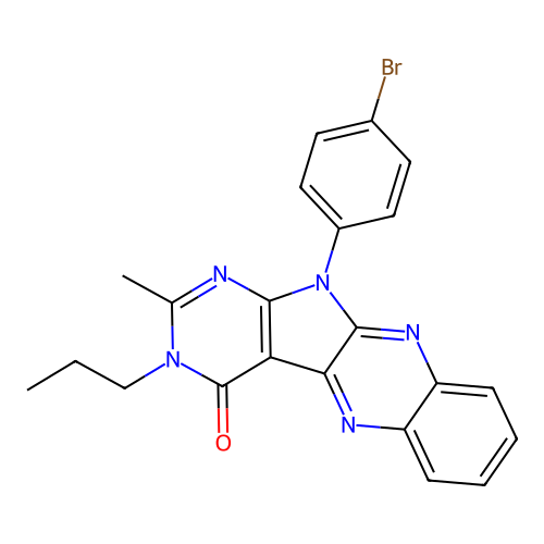11-(4-bromophenyl)-2-methyl-3-propyl-3,11-dihydro-4H-pyrimido[5',4':4,5]pyrrolo[2,3-b]quinoxalin-4-one structure