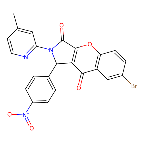 7-bromo-2-(4-methylpyridin-2-yl)-1-(4-nitrophenyl)-1,2-dihydrochromeno[2,3-c]pyrrole-3,9-dione structure