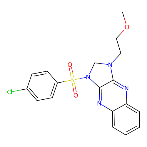 1-((4-chlorophenyl)sulfonyl)-3-(2-methoxyethyl)-2,3-dihydro-1H-imidazo[4,5-b]quinoxaline structure