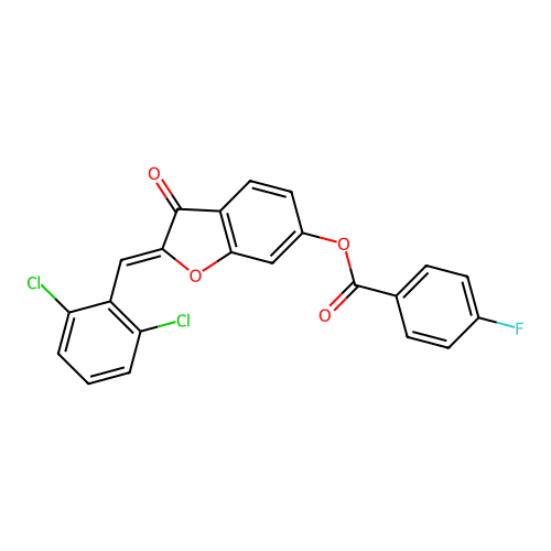 2-[(2,6-Dichlorophenyl)methylene]-3-oxobenzo[3,4-b]furan-6-yl 4-fluorobenzoate structure