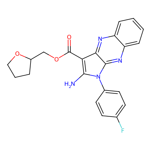 oxolan-2-ylmethyl 2-amino-1-(4-fluorophenyl)pyrrolo[3,2-b]quinoxaline-3-carboxylate structure