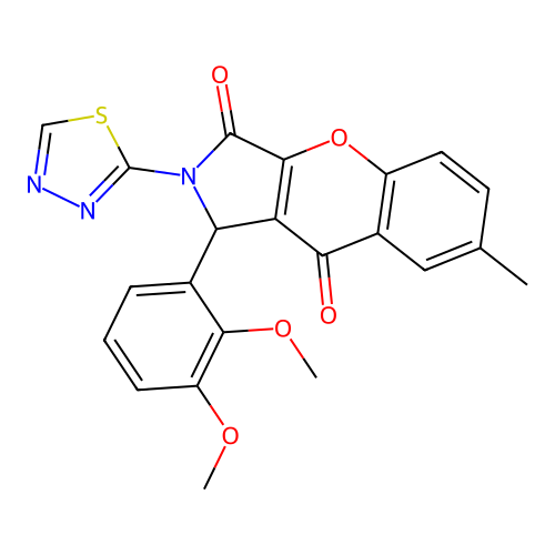 1-(2,3-dimethoxyphenyl)-7-methyl-2-(1,3,4-thiadiazol-2-yl)-1,2-dihydrochromeno[2,3-c]pyrrole-3,9-dione structure