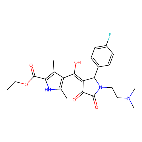 ethyl 4-({1-[2-(dimethylamino)ethyl]-2-(4-fluorophenyl)-4-hydroxy-5-oxo(3-pyrr olin-3-yl)}carbonyl)-3,5-dimethylpyrrole-2-carboxylate structure