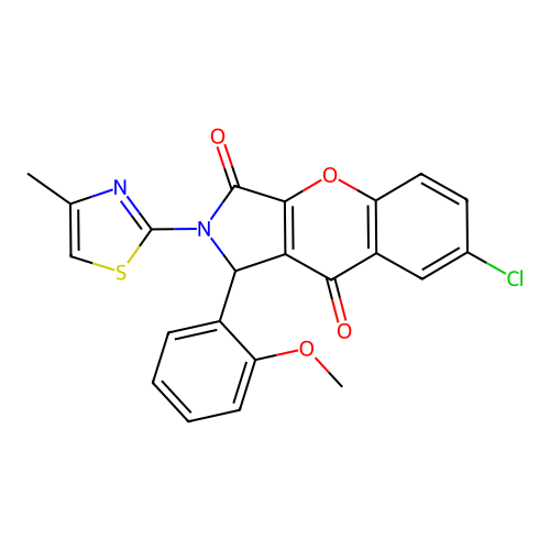 7-chloro-1-(2-methoxyphenyl)-2-(4-methyl-1,3-thiazol-2-yl)-1,2-dihydrochromeno[2,3-c]pyrrole-3,9-dione structure