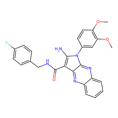 2-amino-1-(3,4-dimethoxyphenyl)-N-(4-fluorobenzyl)-1H-pyrrolo[2,3-b]quinoxaline-3-carboxamide structure