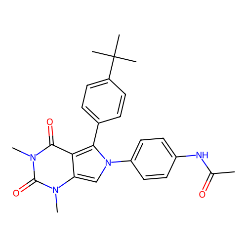 N-(4-(5-(4-(tert-butyl)phenyl)-1,3-dimethyl-2,4-dioxo-3,4-dihydro-1H-pyrrolo[3,4-d]pyrimidin-6(2H)-yl)phenyl)acetamide structure