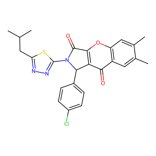 1-(4-chlorophenyl)-2-(5-isobutyl-1,3,4-thiadiazol-2-yl)-6,7-dimethyl-1,2-dihydrochromeno[2,3-c]pyrrole-3,9-dione structure