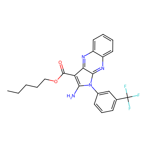 pentyl 2-amino-1-(3-(trifluoromethyl)phenyl)-1H-pyrrolo[2,3-b]quinoxaline-3-carboxylate structure