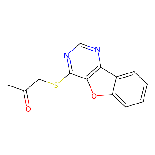 1-([1]Benzofuro[3,2-d]pyrimidin-4-ylsulfanyl)propan-2-one structure